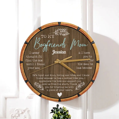 To My Boyfriends Mom Gift for Boyfriends Mom Wooden Clock