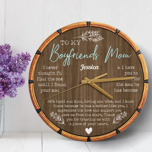 To My Boyfriends Mom Gift for Boyfriends Mom Wooden Clock