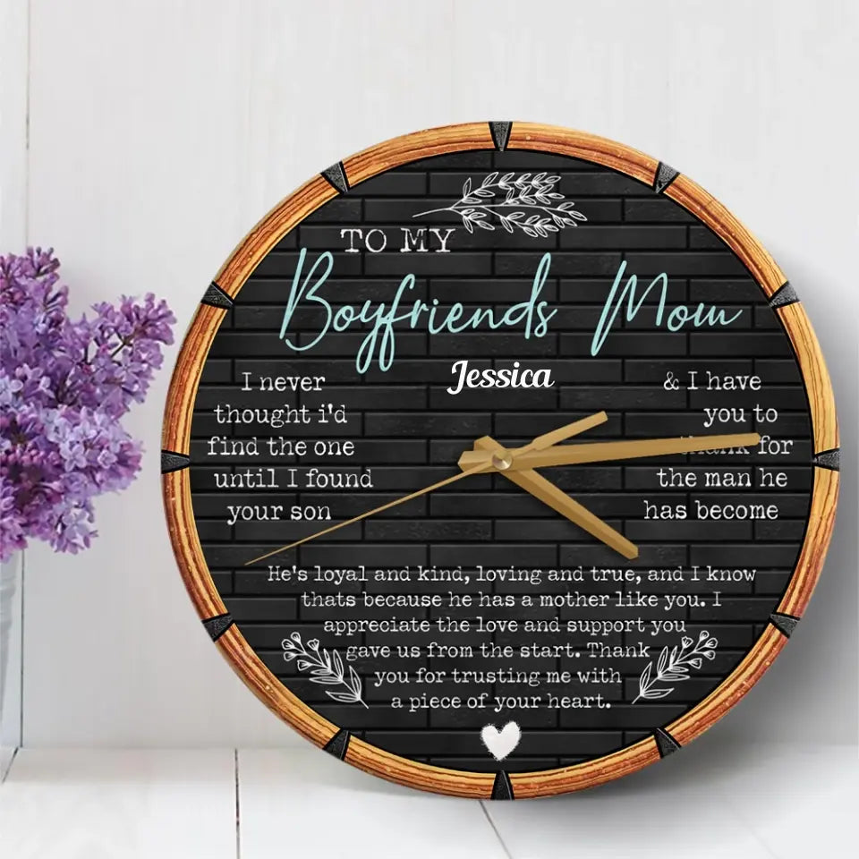 To My Boyfriends Mom Gift for Boyfriends Mom Wooden Clock