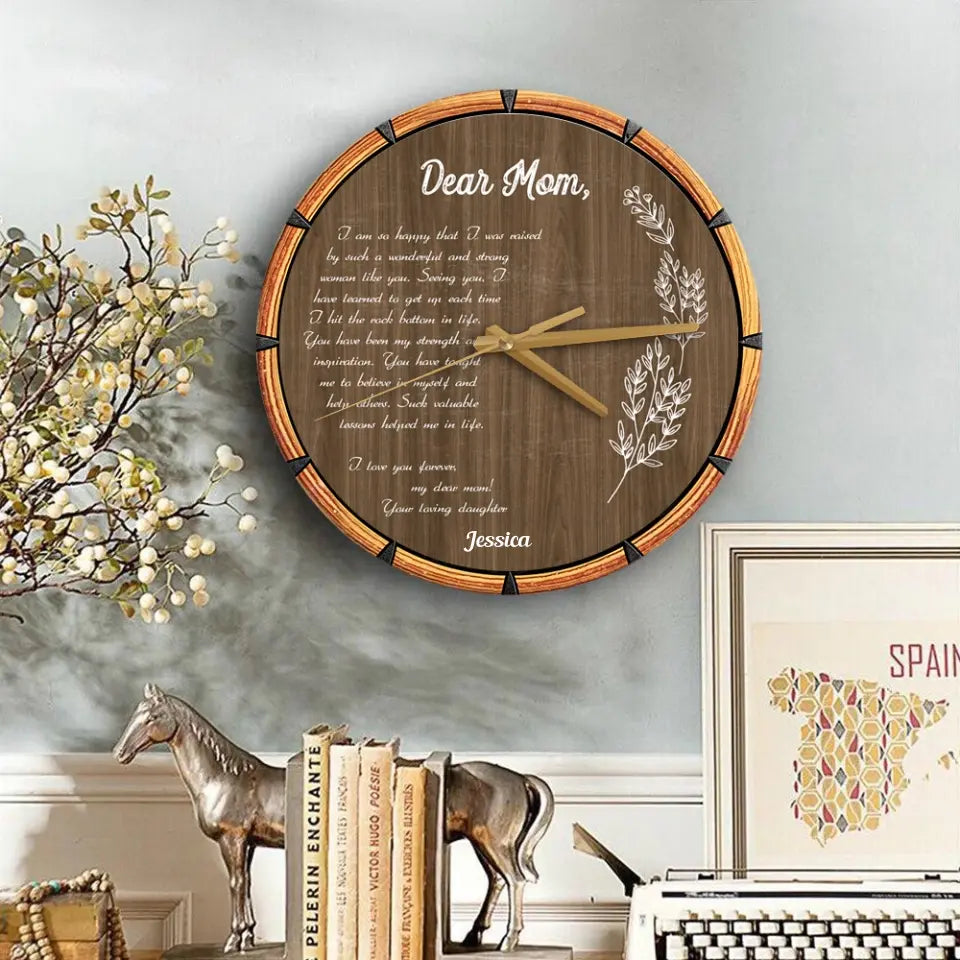 Gift for Mom Letter From Daughter Personalized Wooden Clock