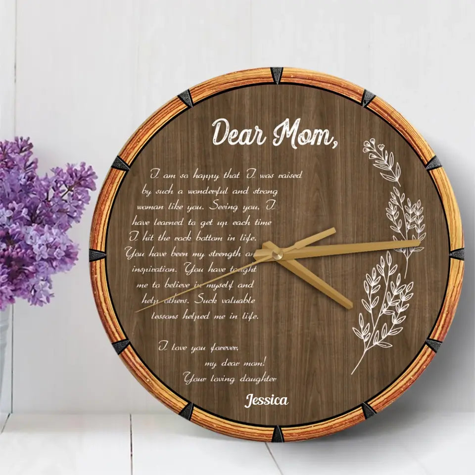 Gift for Mom Letter From Daughter Personalized Wooden Clock