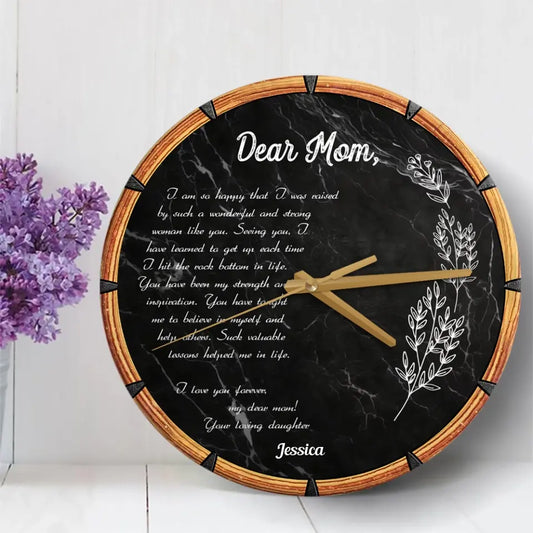 Gift for Mom Letter From Daughter Personalized Wooden Clock