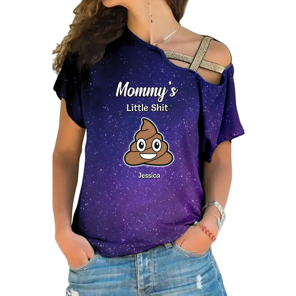 Funny Gift for Mom Mommy's Little Sh_ts Galaxy One Shoulder Shirt