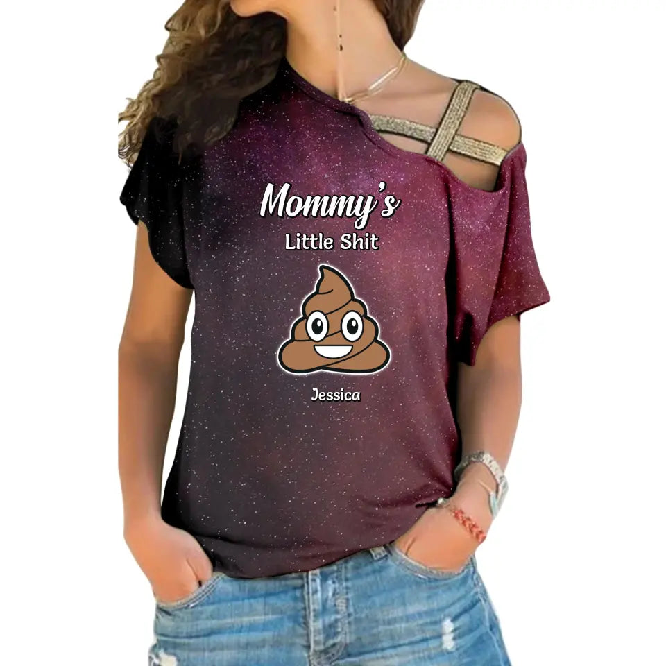 Funny Gift for Mom Mommy's Little Sh_ts Galaxy One Shoulder Shirt