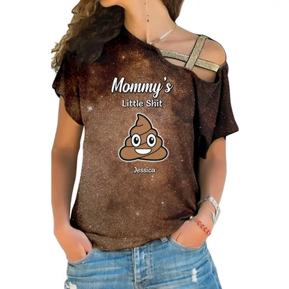 Funny Gift for Mom Mommy's Little Sh_ts Galaxy One Shoulder Shirt