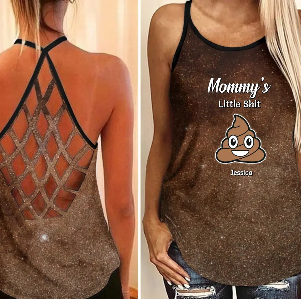 Funny Gift for Mom Mommy Little Sh-ts Galaxy Criss Cross Tank Top