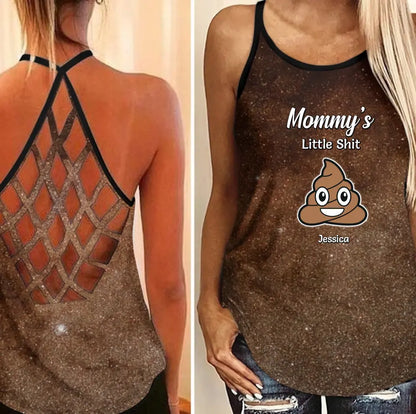 Funny Gift for Mom Mommy Little Sh-ts Galaxy Criss Cross Tank Top