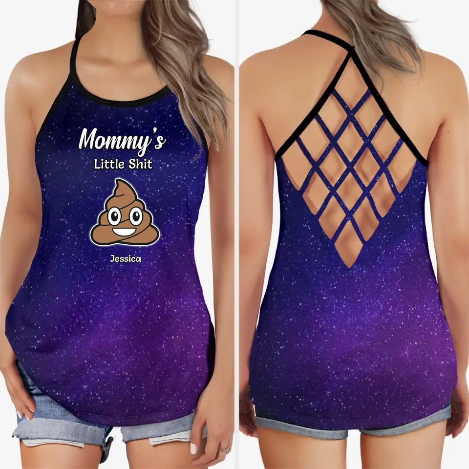 Funny Gift for Mom Mommy Little Sh-ts Galaxy Criss Cross Tank Top