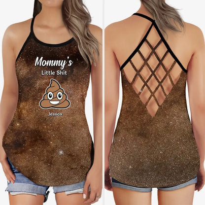 Funny Gift for Mom Mommy Little Sh-ts Galaxy Criss Cross Tank Top