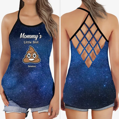 Funny Gift for Mom Mommy Little Sh-ts Galaxy Criss Cross Tank Top