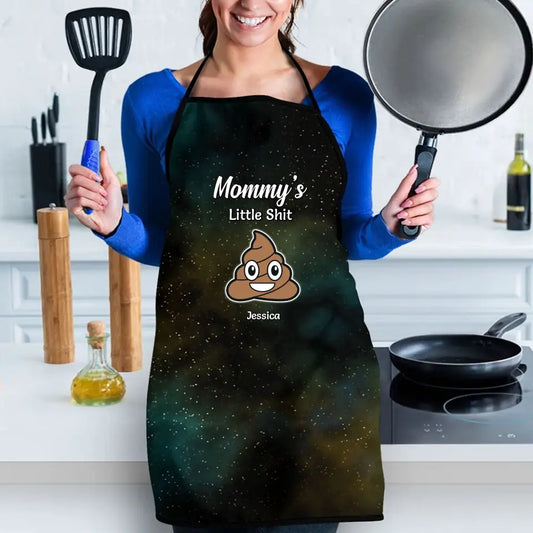 Mommy Little Shit Funny Gift for Mom Galaxy Apron