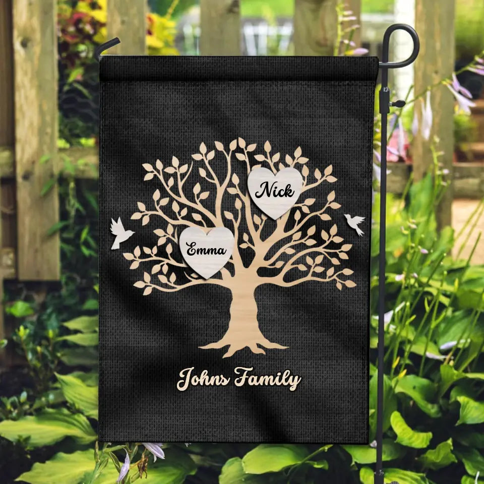 Gift for Family Tree with Name on Garden Flag