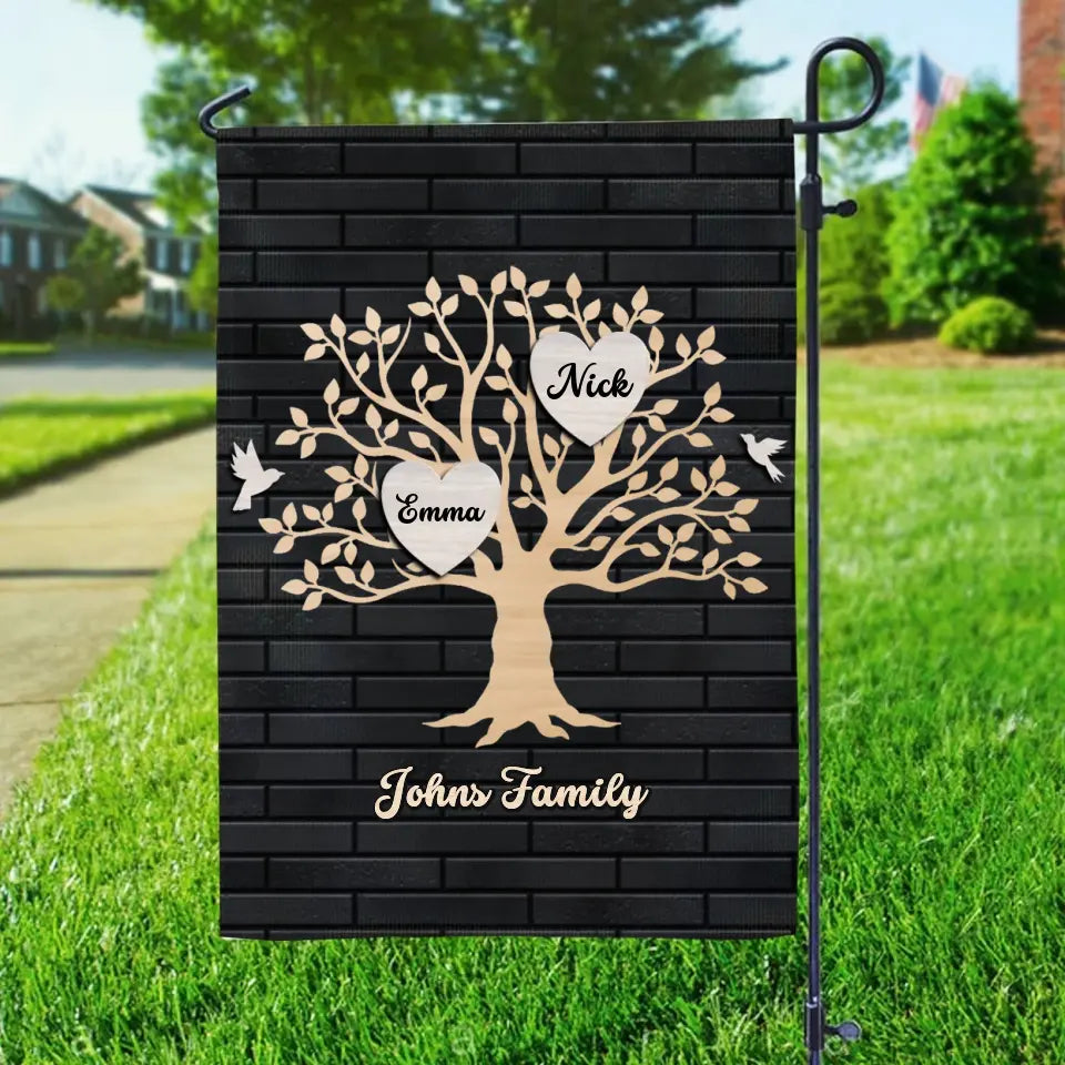 Gift for Family Tree with Name on Garden Flag