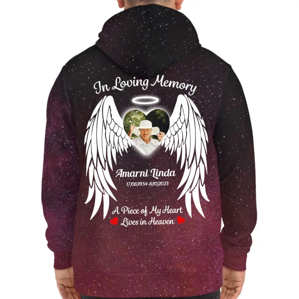 In Loving Memory Angel Wings Memorial Loss Of Mom Dad Gift Galaxy Hoodie