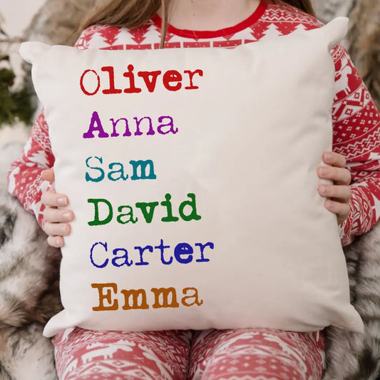 Family Name Pillow, Grandkid Children Names Pillow Gift for Mom, Grandma