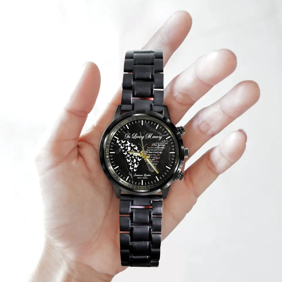 In Loving Memory Rest In Peace Memorial Gift Loss Of Loved One Black Stainless Steel Watch