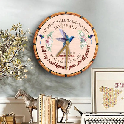 Remembrance Memorial Gifts My Mind Still Talks To You Hummingbird Wooden Clock