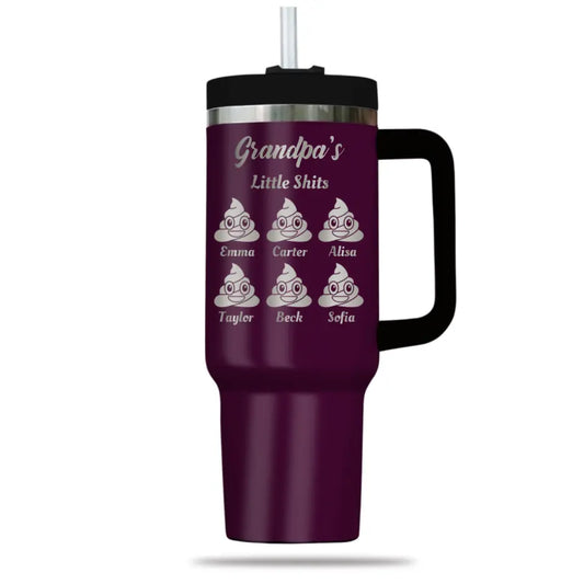 Grandpa Little Shi-ts Personalized Engraved 40oz Tumbler with Grandkids Name