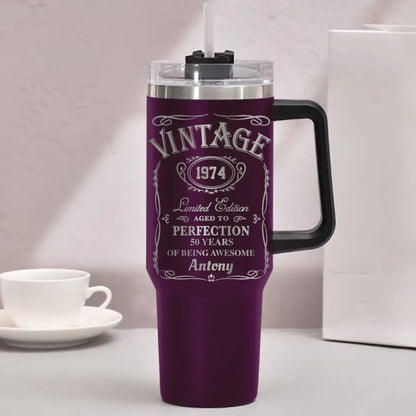 50th Birthday Tumbler for Men 1974 Birthday Personalized Engraved 40oz Tumbler