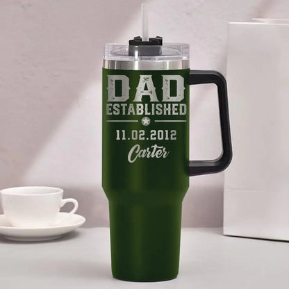 Gift for Dad Grandpa Dad Established with Child Names Engraved 40oz Tumbler