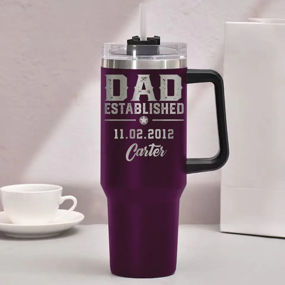 Gift for Dad Grandpa Dad Established with Child Names Engraved 40oz Tumbler