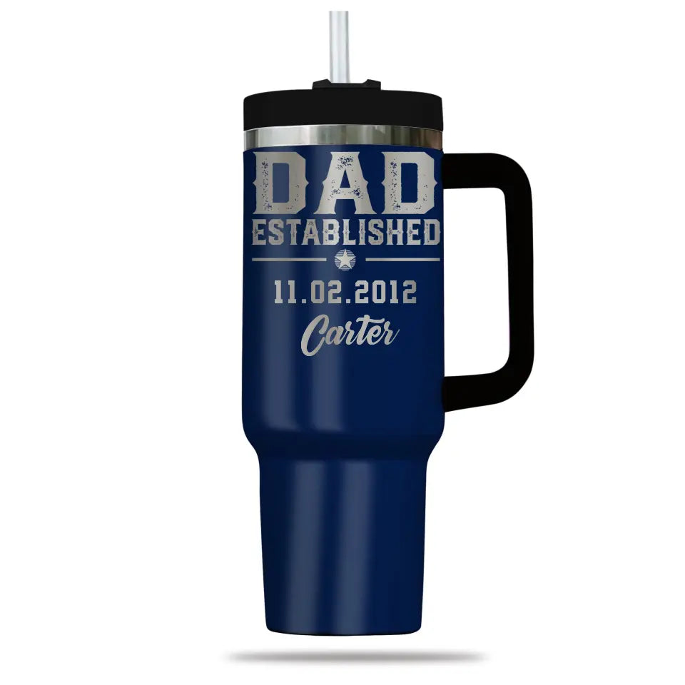 Gift for Dad Grandpa Dad Established with Child Names Engraved 40oz Tumbler