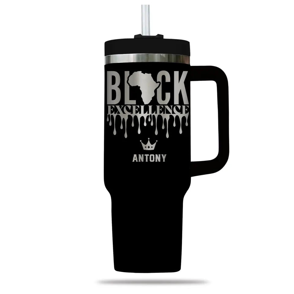 Black Excellence Black King Queen Melanin African American Engraved 40oz Tumbler with Name