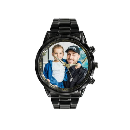 Create a Gift for Police Dad with Photo on Personalized Watch