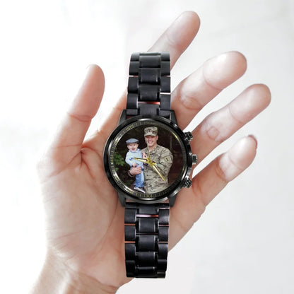 Create a Gift for Army Dad with Photo on Personalized Watch