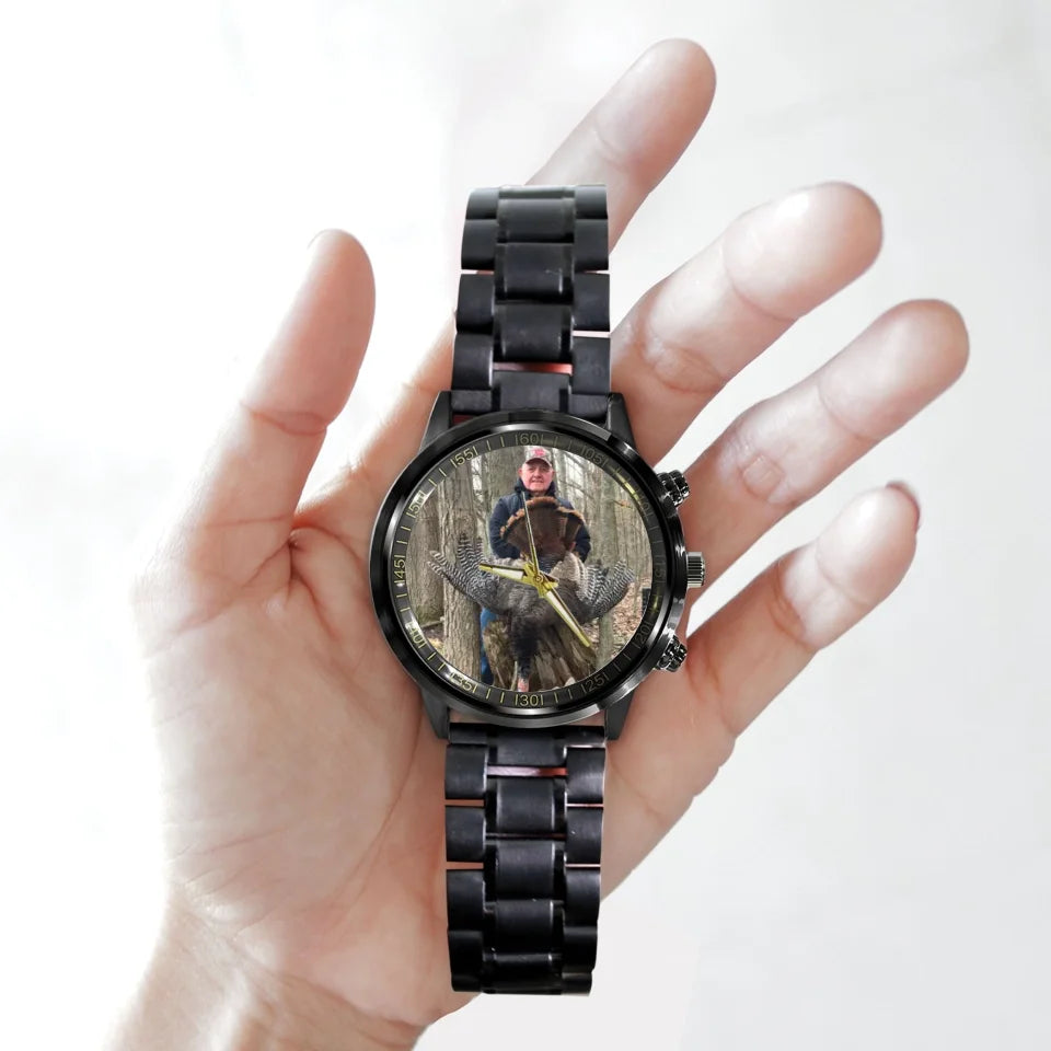 Create a Gift for Hunting Dad with Photo on Personalized Watch