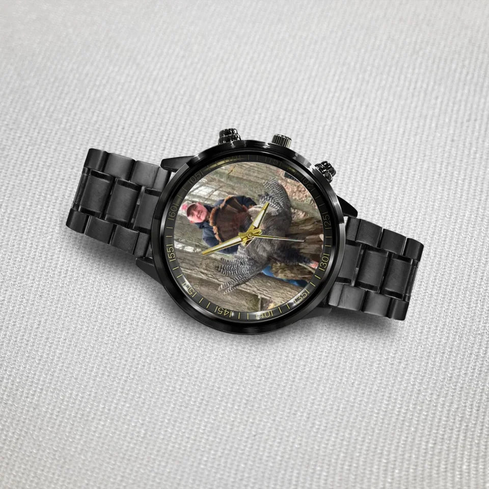 Create a Gift for Hunting Dad with Photo on Personalized Watch