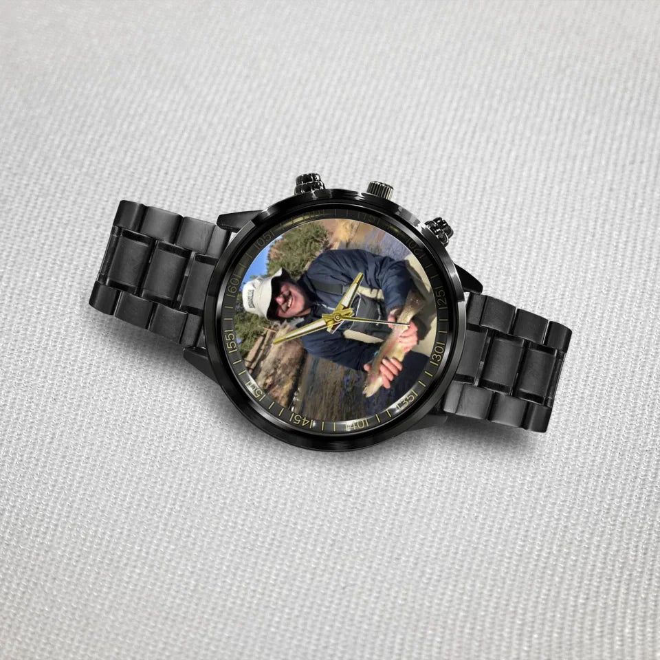 Create a Gift for Fishing Dad with Photo on Personalized Watch