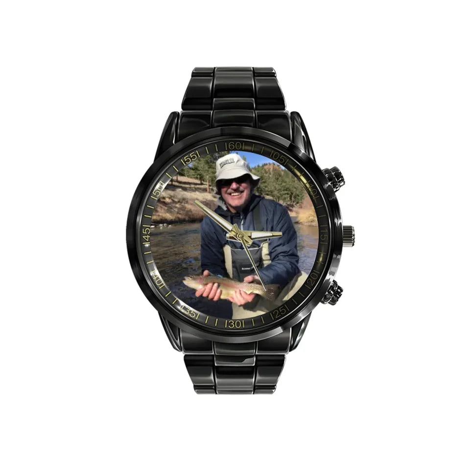 Create a Gift for Fishing Dad with Photo on Personalized Watch