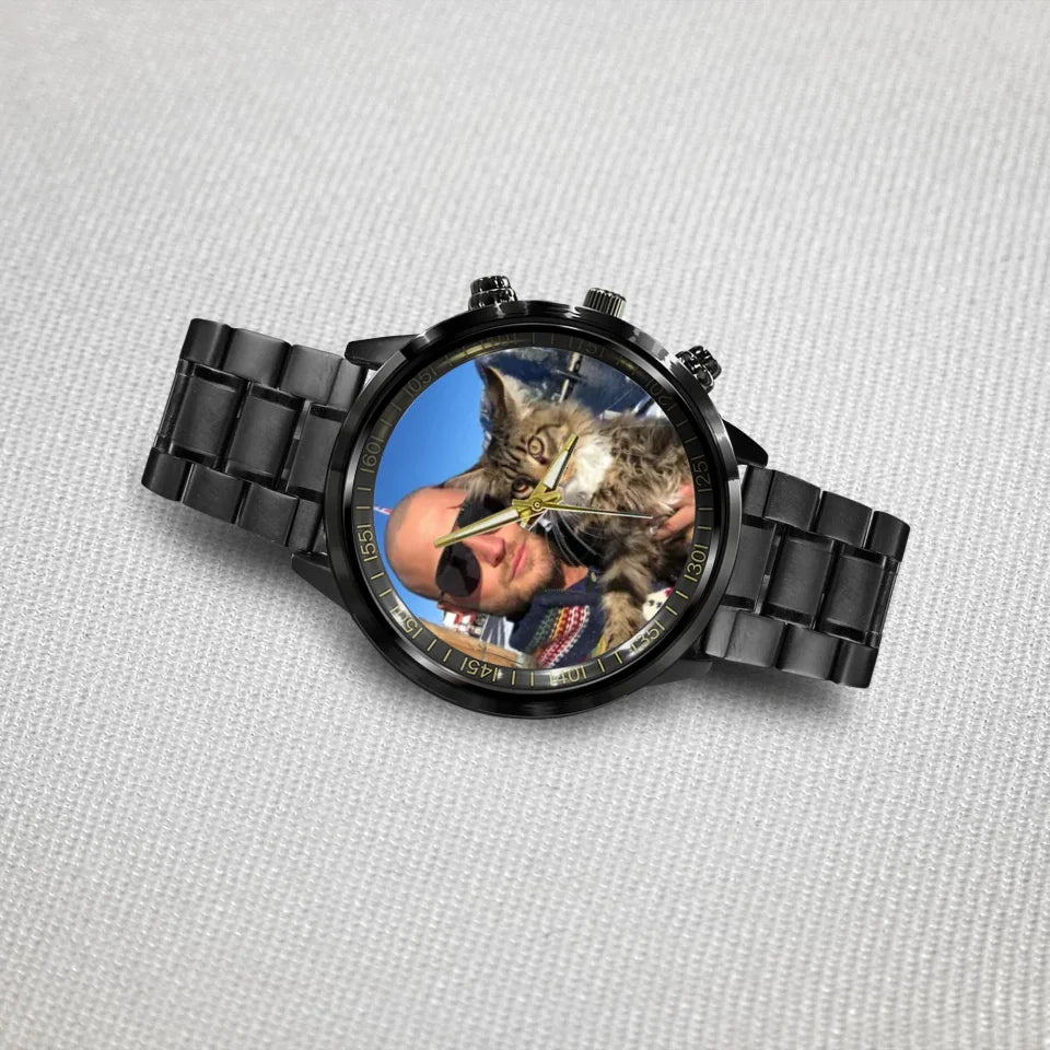 Create a Gift for Cat Dad with Photo on Personalized Watch