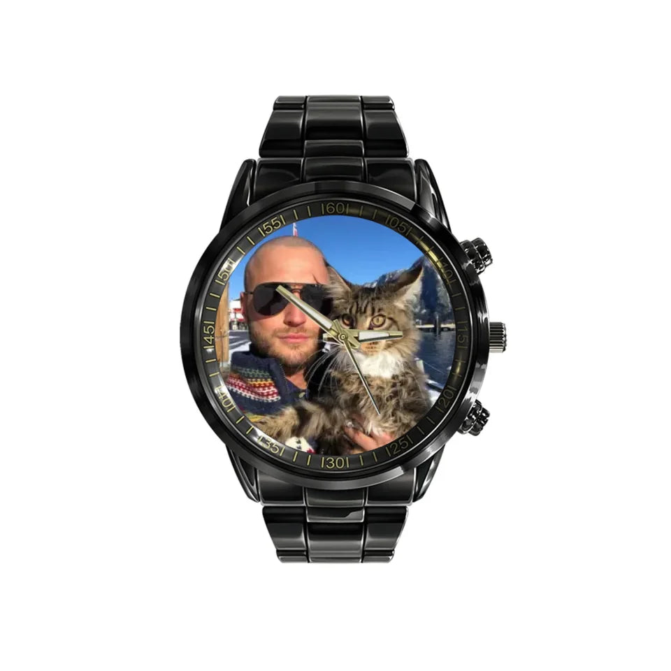 Create a Gift for Cat Dad with Photo on Personalized Watch