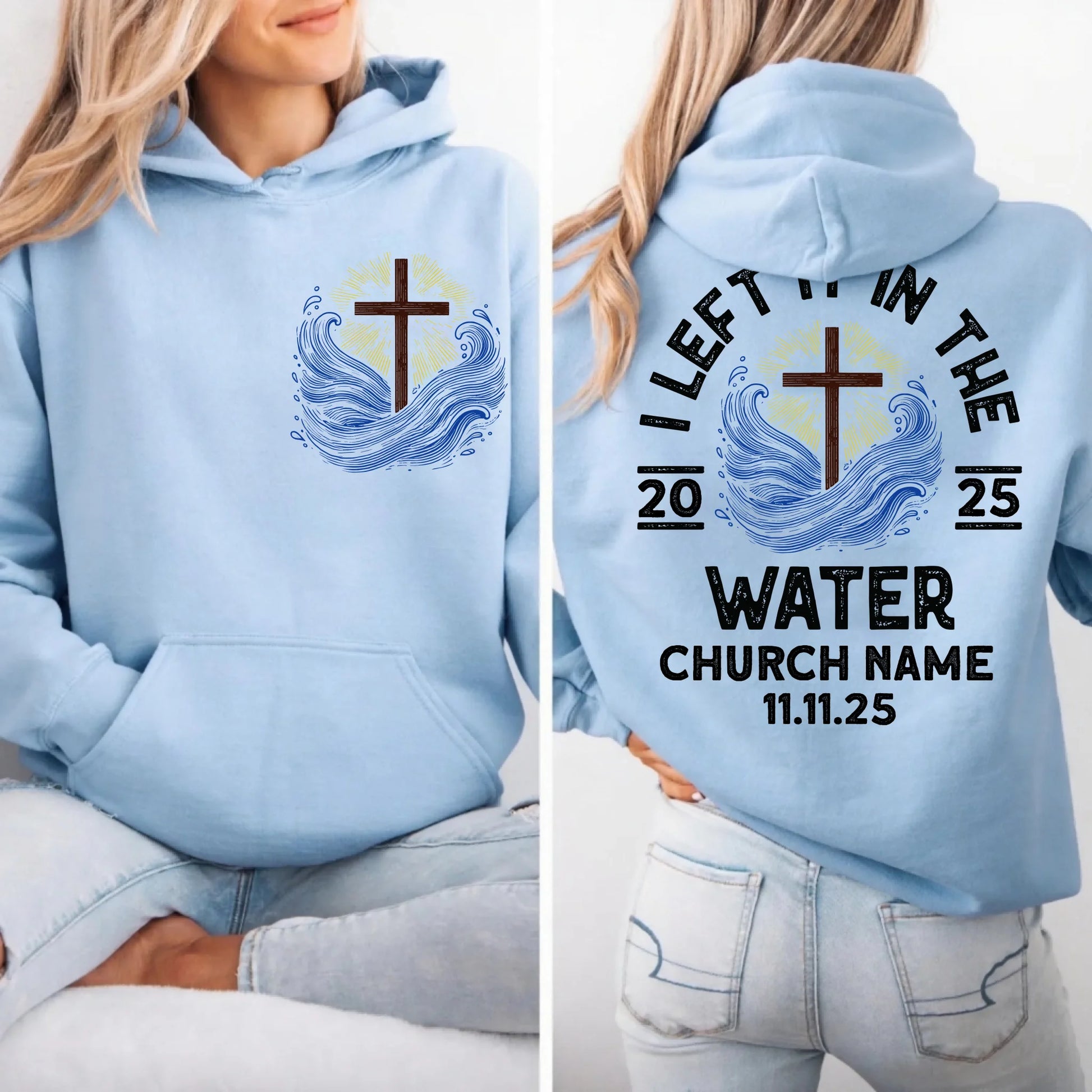 light blue hoodie