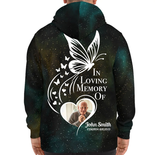 Personalized In Loving Memory Heart Forever Galaxy Hoodie - Loss Of Family Memorial Gift