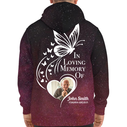Personalized In Loving Memory Heart Forever Galaxy Hoodie - Loss Of Family Memorial Gift