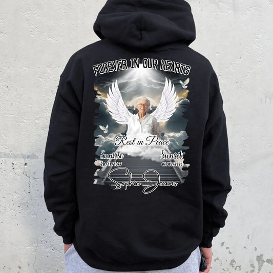 Personalized In Loving Memory Hoodie – Forever in Our Hearts – Rest in Peace Tribute Hoodie for Loss of Loved One