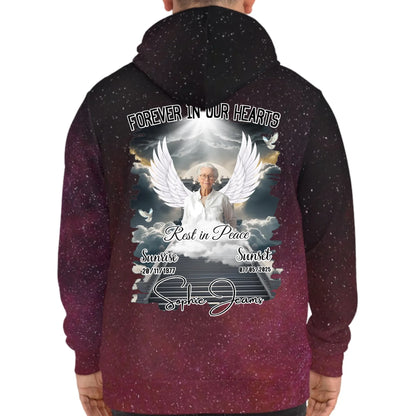 Personalized In Loving Memory Galaxy Hoodie – Forever in Our Hearts – Rest in Peace Tribute Hoodie for Loss of Loved One