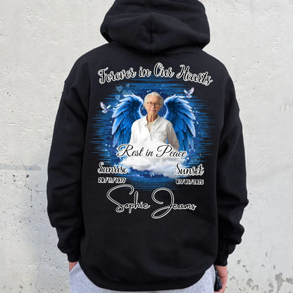 Personalized Forever in Our Hearts Hoodie – In Loving Memory – Rest in Peace Tribute Hoodie for Loss of Loved One