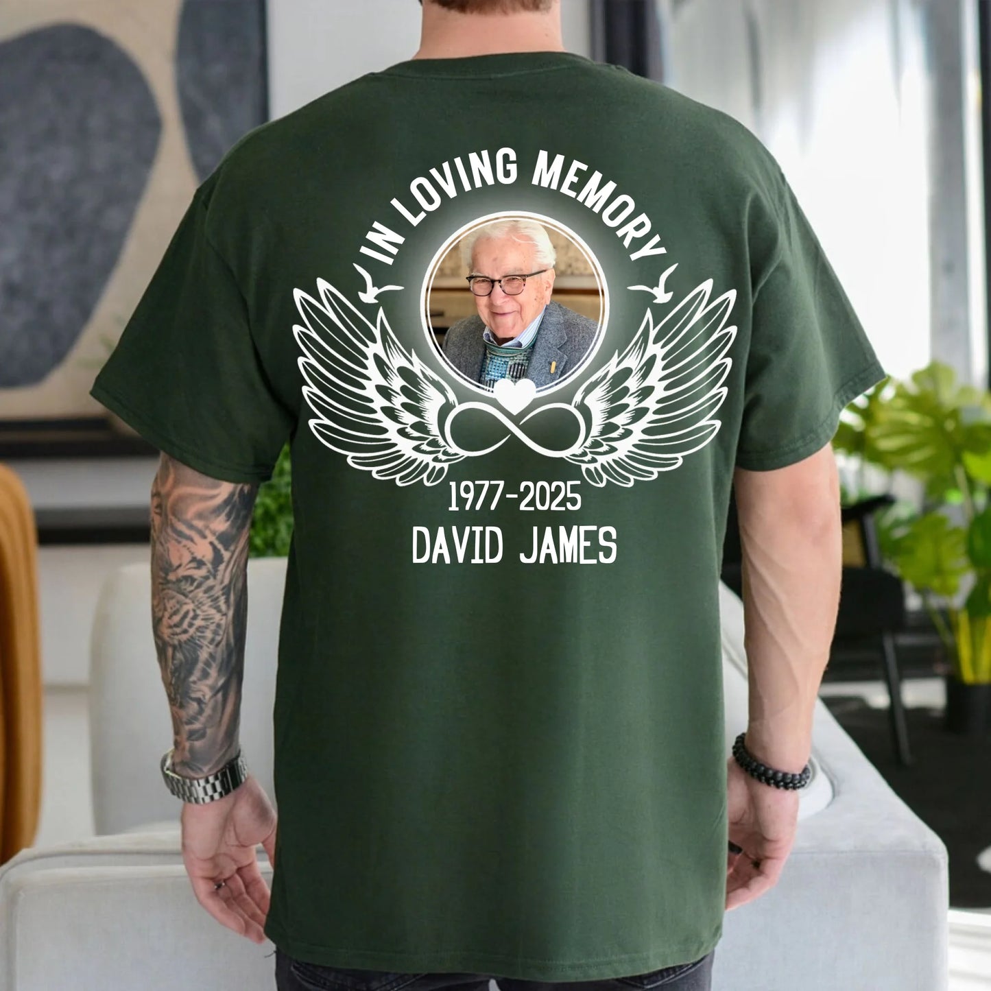 Personalized In Loving Memory Angel Wings Unisex T-Shirt - Memorial Loss Of Mom Dad Gift T-Shirt