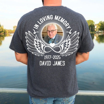 Personalized In Loving Memory Angel Wings Unisex T-Shirt - Memorial Loss Of Mom Dad Gift T-Shirt