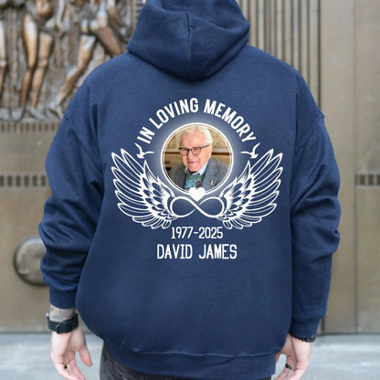 Personalized In Loving Memory Angel Wings Unisex Hoodie - Memorial Loss Of Mom Dad Gift Hoodie