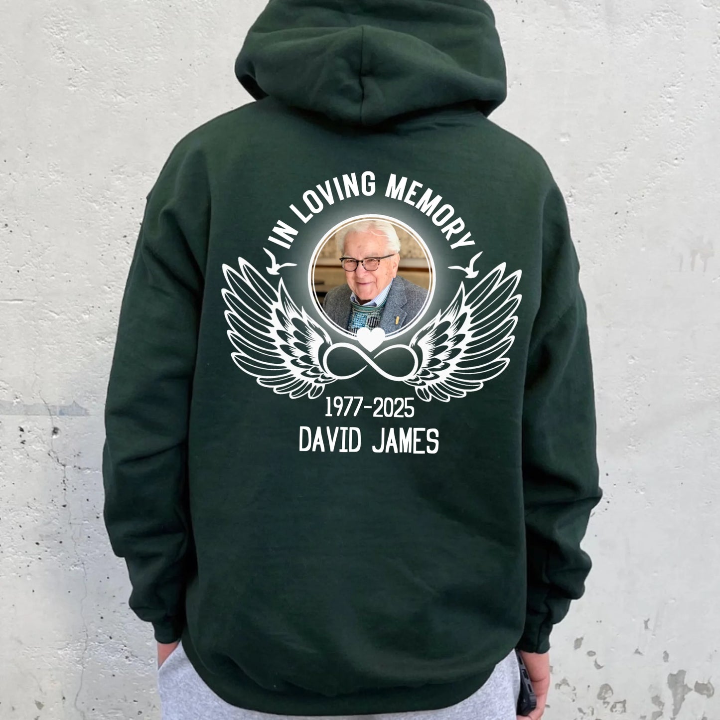 Personalized In Loving Memory Angel Wings Unisex Hoodie - Memorial Loss Of Mom Dad Gift Hoodie