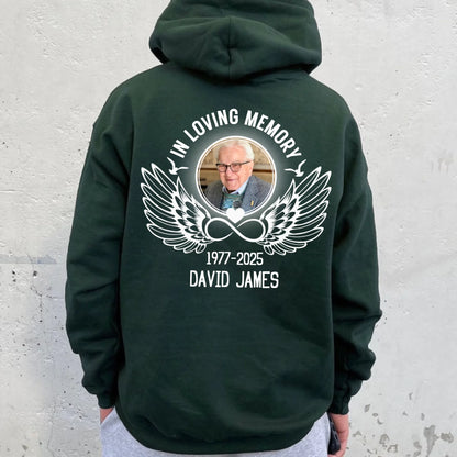 Personalized In Loving Memory Angel Wings Unisex Hoodie - Memorial Loss Of Mom Dad Gift Hoodie