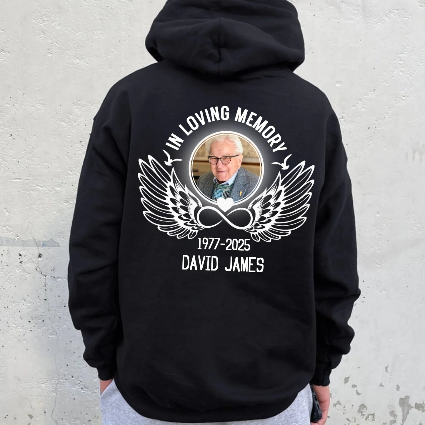 Personalized In Loving Memory Angel Wings Unisex Hoodie - Memorial Loss Of Mom Dad Gift Hoodie