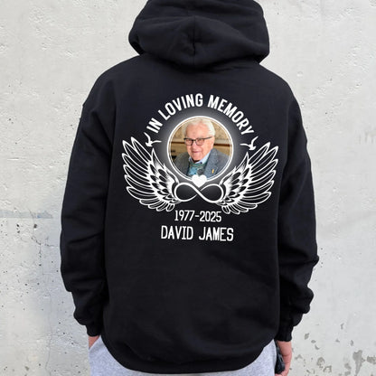 Personalized In Loving Memory Angel Wings Unisex Hoodie - Memorial Loss Of Mom Dad Gift Hoodie
