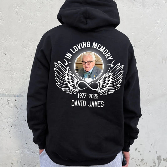 Personalized In Loving Memory Angel Wings Unisex Hoodie - Memorial Loss Of Mom Dad Gift Hoodie