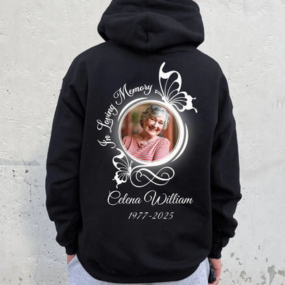 Personalized In Loving Memory Butterflies Hoodie – Rest In Peace Sympathy Gift For Death Anniversary Hoodie